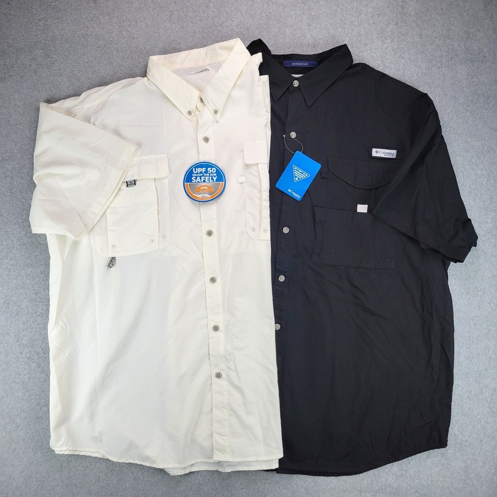 Columbia PFG Fishing Shirts Bundle Mens 3X Black White Bahama Bonehead Lot